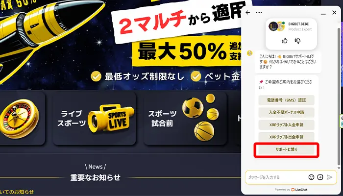サポートにつなぐ