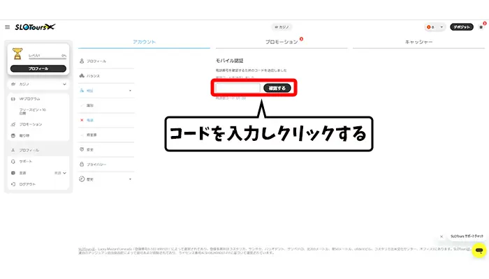 コードを入力する